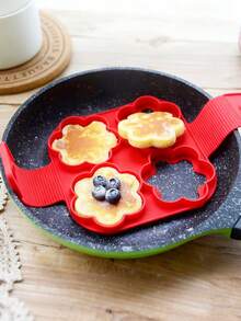 1pc/2pcs Silicone Egg Ring Mold, Non-Stick Egg Pancake Maker, Reusable Egg Cooking Rings - Red - View 2