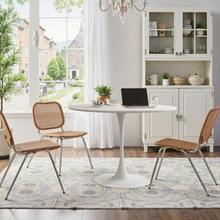 Set Of 4 Metal Dining Chairs, Steel Legs And PU Leather Seats, High Back Armless Dining Chairs, For Kitchen, Living Room, Black - White Table - View 2