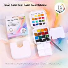 1 Set Of Solid Pigment Portable Watercolor Paint Box, 16 Colors Of Solid Pigments Come With Palette Brushes, Bright Colors When Dipped In Water, Portable Art Painting Paint Set For Outdoor Sketching, Art Special Painting Tools, Students Can Use It As Christmas And New Year Gifts - Multicolor - View 14