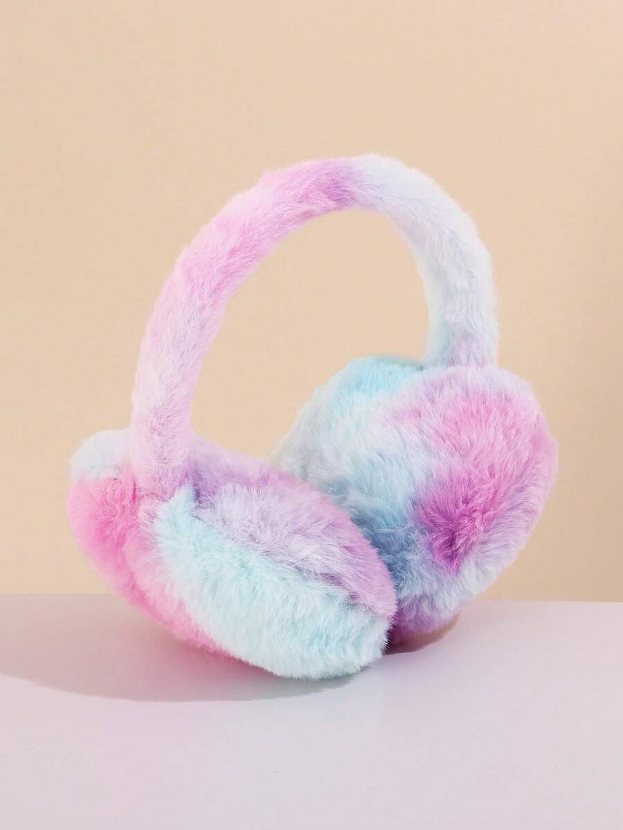 1pc Children's Colorful Tie-Dye Plush Windproof Warm Cute Earmuffs Suitable For Outdoor Travel And Daily Use - Multicolor - View 1