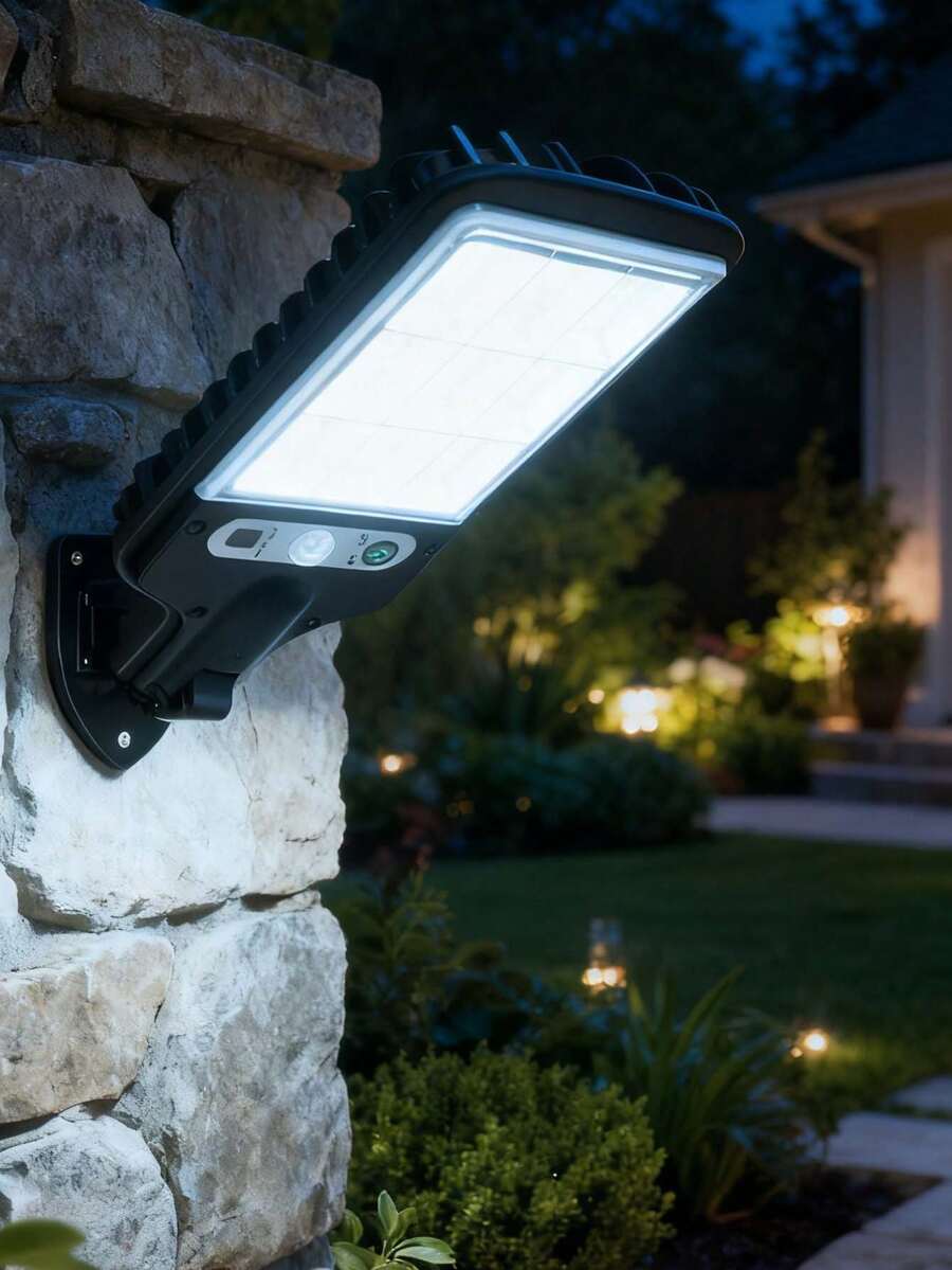 1/2/4/6/8 Stück 72 LED Solar Gartenleuchten mit Bewegungssensor, Nachtbeleuchtung für Terrasse, Weg, Garten, Zaun - 3 Beleuchtungsmodi, wiederaufladbare kabellose Solarleuchten für Outdoor, Weihnachten, Halloween, Schulanfang - [Verbesserte Version] - 9-Raster-LED - Übersicht 1