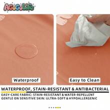 Baby Changing Pad With Ruler Waterproof PU Leather WipeClean Mat With Safety Belt AntiSlip Base Fits Standard Changing Tables Orange