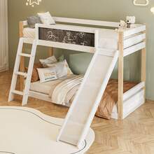 Children's Bunk Bed With Slide And Stairs, Sturdy Wood And Particleboard Frame, Safety Rails On All 4 Sides, Ec-Certified 747, Compatible With 90*200 And 90*190 Cm Mattresses, Easy Assembly - White - View 7