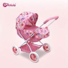Anivia Brand Doll Stroller, Playhouse Toy, 1 Set Foldable Doll Stroller Toy Suitable For 11-18 Inch Dolls, Toy Stroller For Children 3 Years Old And Up. It Features Quiet Wheels And Comfortable Handle, Ideal Gift For Children's Festivals And Birthdays. - Pink - View 7