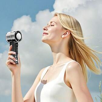 Ventilador de enfriamiento turbo portátil de 3000mAh con 6 velocidades de viento, diseño mini portátil con pantalla digital y placa de enfriamiento activo, regalo ideal para Acción de Gracias, Navidad, Pascua - Negro