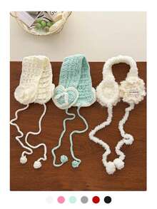 女士保暖抓绒耳罩，户外滑雪骑行系带耳罩，秋冬季针织耳罩 - 彩色 - 查看 1