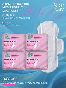 Niceday 60pcs/50pcs/40pcs/30pcs/20pcs Disposable 245mm Sanitary Napkins, Women's Menstrual Pads, Soft & Breathable, Highly Absorbent, Non-Irritating, Leak-Proof - Hot Pink - View 13