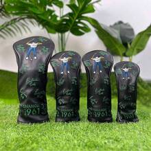 1961 Black Golf Club Cover Head Cover Protective Cover Driver Fairway Wooden Hybrids Cover Pusher Cover New Limited Edition High-Quality PU. - Black - View 1