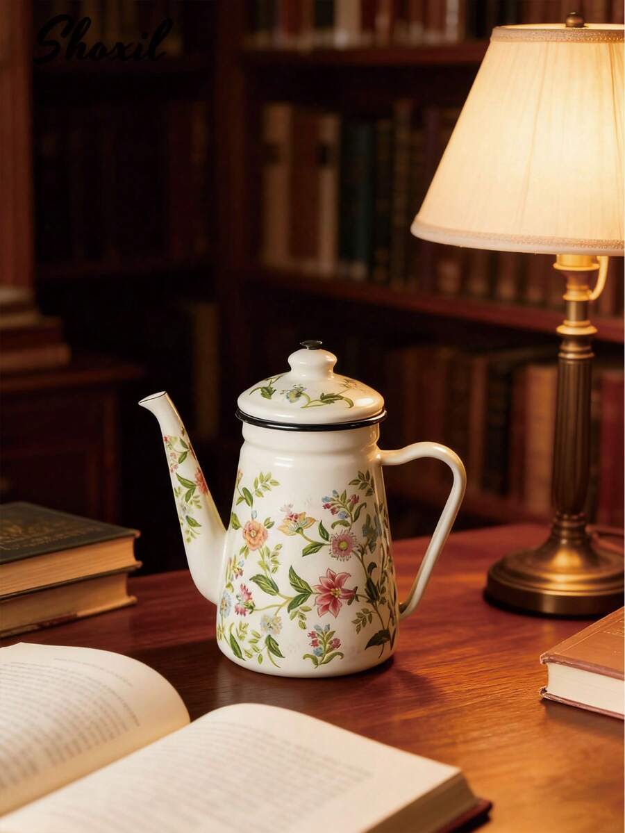 1pc 复古搪瓷咖啡壶 手冲壶 细口壶 家用茶壶 冷水壶 油壶 煮茶壶 奶茶壶 家用手冲咖啡壶 搪瓷水壶 耐热茶搪瓷茶壶 搪瓷咖啡壶 厚搪瓷油壶 怀旧餐厅茶水壶 奶茶水壶 回到学校 - 芳香咖啡壺 - 查看 1