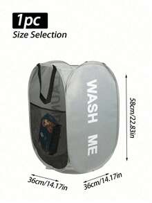 1pc Household Foldable Dirty Clothes Basket, Clothes Storage Basket ,Dirty Clothes Basket Barrel Laundry Basket Bathroom Dirty Clothes Storage Basket New Type Laundry Basket Foldable Popup Net Basket Dirty Clothes Basket With Handlelaundry Hamper,Washing Basketbathroom Organizer,Basket,Storage Basket,Foldable Laundry Basket - Multicolor - View 3