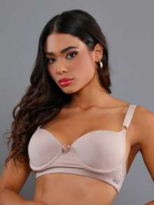 Kit Of 3 Basic Women's Bras With Reinforced Cups And Adjustable Straps, Sizes S To XL, For Everyday Use. - NUDE NUDE BLACK - View 2