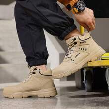 GUYISA Steel Toe Shoes, Anti-Smash, Anti-Puncture, Rotary Smart Buckle One-Second On/Off, High-Top, All-Season, Rubber Sole, Mining & Construction Boots, Men's Fashion High-Top Boots (This Is The CN Size, International Size May Differ, This Model Runs Large, Please Choose One Size Smaller!) - Khaki - View 9