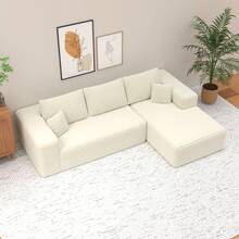 106'' Modular Sectional Sofa With L-Shaped Chaise, No Assembly Required,For Livingroom,Apartment,Beige - Màu be - Xem 2