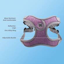 Dog Harness With Leash Set, No Pull No Choke Reflective Dog Harness Vest For Small Medium Dogs , Adjustable And Padded - Purple - View 5