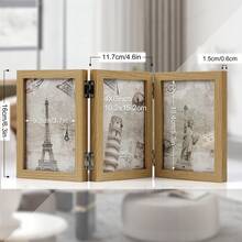 精致三折小相框，4 x 6 英寸铰链式相框，3 个开口，采用真玻璃。 - 彩色 - 查看 8