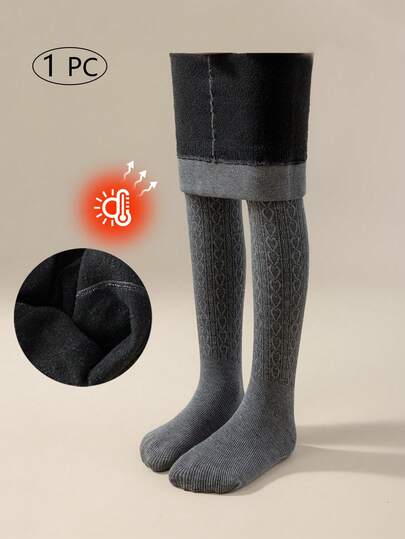 1pc Girls Leggings, Children Tight Pants, Infant Tights, Gray, Solid Color, Kids Dance Pants, Footless Mesh Tights, Cartoon Heart Pattern, Jacquard Thin Style, High Stretch Footless Mesh Stockings, Mesh Socks, Dance Socks, Suitable For Daily Wear, School Cute Style Dance Pants, Spring/Summer All Season Regular Footless Pants, Suitable For Students Daily Gatherings, Wear With Skirts, Shorts, Shoes, Back To School Tight Pants