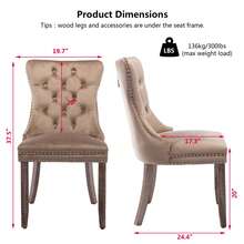4 Piece Set Velvet Upholstered Dining Chairs, Wingback Side Chairs Button Tufted With Solid Wood Legs For Kitchen,Dining Room. - Khaki - View 6