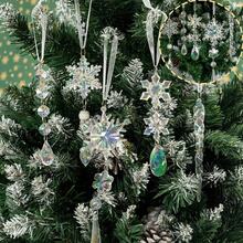 18-Piece Christmas Ornament Set, Christmas Tree Decorations, Crystal Christmas Ornaments, Hanging Acrylic Snowflakes And Icicles With Ribbon. - 透明 - 查看 4