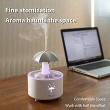 1个壁插式新型可旋转模拟雨滴空气加湿器、精油扩散器，带遥控器和彩色氛围灯光效果，三级定时，可添加精油的香薰扩散器，非常适合芳香疗法、雨滴减压和加湿（不含精油）。 - 查看 8