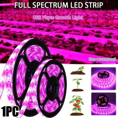 [LED Plant Growth Light] Flexible Full Spectrum LED Plant Growth Light Strip - USB Powered, Ideal For Succulents, Flowers, Fruits & Vegetables, Pink & Purple Light For Indoor Gardening, Promotes Growth, Improves Quality & Extends Flowering Period, Grow Lights Indoor Plants