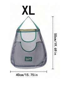 1 件大容量双层悬挂式网状储物袋，可重复使用的袋子，坚固的水果蔬菜袋，可清洗的壁挂式水果篮，适用于大蒜土豆洋葱或食品储藏室，适合在厨房使用，厨房储物用品 - 墨綠色 - 查看 15