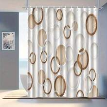 1pc Elegant Beige & White Shower Curtain - Modern Bathroom Decor With Hooks, Machine Washable Polyester Shower Curtain For Bathroom, Spa, Or Home - Easy-Clean Bathroom Window Treatment For Contemporary Bathrooms, Bathroom Decor And Accessories, Spa Access - 彩色 - 查看 4