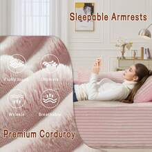 KORSER 108" Sectional Sofa, Modular Sectional Couch With L-Shape Chaise For Living Room, Comfy Corduroy Upholstered Fluffy Couch With Deep Seat And Side Pockets, Cloud Couch Sectional, No Assembly Required - 粉色 - 查看 7