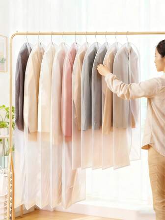 5 piezas Bolsas de almacenamiento de prendas, Fundas con cremallera transparentes a prueba de polvo, Bolsas de almacenamiento de armario a prueba de humedad, Fundas protectoras de ropa transparentes, Costura duradera, Para uso de prendas de vestir, Artículos del hogar ideales