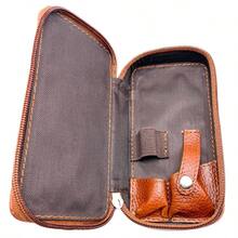 Leather Double Edge Safety Razor Zippered Travel Case With Compartment For Blades Too - From S...