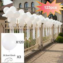 63个/123个（1套）白色派对装饰气球，花环拱门气球套装，DIY气球树，气球拱门，生日，婚礼，情人节，派对装饰气球，节日，婚礼气球花束，气球套装