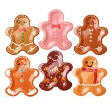 8.46*10英寸，10个装圣诞姜饼人生日派对一次性餐盘，圣诞树和铃铛主题派对用品套装，适合生日派对、周年纪念、圣诞派对 - 聖誕薑餅人C6紙盤 - 查看 2