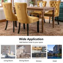 4 Piece Set Velvet Upholstered Dining Chairs, Wingback Side Chairs Button Tufted With Solid Wood Legs For Kitchen,Dining Room. - Gold - View 10