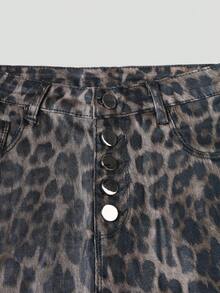 Blazique 女士高腰弹力纽扣门襟PU皮修身长裤，适合日常穿着。 - 彩色 - 查看 6