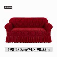 XM-Mirelitho 1 PC Stretch Sofa Cover Skirt Design Jacquard Craft Pet-Friendly Fabric Anti-Cat Scratching Non-Slip Machine Washable Suitable For Living Room Dining Room Bedroom Office Home Decoration All-Inclusive Sofa Cover - Màu Đỏ Sâu - Xem 12
