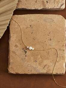 1 Pc Women's Minimalist & Elegant Faux Pearl Necklace - Versatile Jewelry For Daily Wear - Gold 4 - View 5