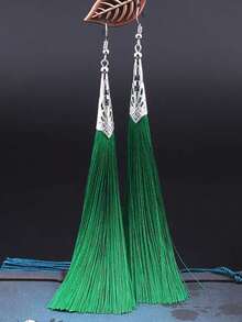 1 对优雅流苏刺绣设计女士长耳环 - 異國情調 - 查看 8