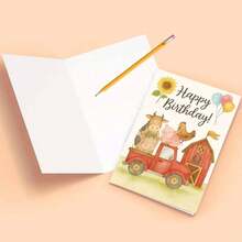 بطاقة تهنئة جذابة بحيوانات المزرعة مع ظرف (11 سم * 16 سم) - تصميم "أطيب التمنيات بعيد الميلاد"، منظر المزرعة مع الشاحنة الحمراء والزهور دوار الشمس، مثالية للعائلة والأصدقاء، مناسبة لاحتفالات عيد الميلاد، بطاقة تهنئة عيد الميلاد | منظر المزرعة | بطاقة ورقية