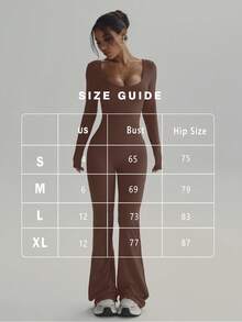 FWH Jumpsuit seksi dan elastis ini memiliki desain bagian bokong berkerut, efek mengangkat dan melangsingkan, bra bawaan yang dapat dilepas, lengan panjang, desain punggung yang elegan, kaki melebar kelas atas, kontrol perut pinggang tinggi, mencerahkan dan membuat tampak bercahaya. - Coklat - View 9