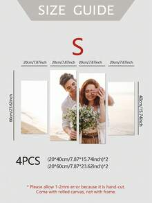 4pcs Personalized Frameless Photo Canvas Posters, Home Decor Custom Gifts, Custom Canvas Art Wall Decor, Share Your Precious Memories And Cherished Moments, Perfect Gift For Friends And Family, Valentine's Day Decoration - Multicolor - View 2