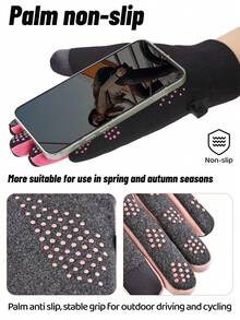 1 par de guantes deportivos de invierno para exteriores, cálidos para uso diario, ciclismo, senderismo, conducción, con puntas de los dedos para pantalla táctil, forro térmico, diseño de bloques de color para hombres y mujeres - Multicolor - Ver 4