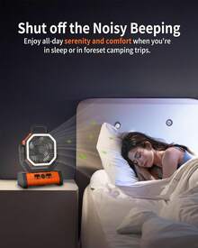 Ventilador portátil de camping con luz y control remoto, doble gancho, de plástico, recargable a batería, silencioso, USB, para escritorio, tienda de campaña, viajes, autocaravana, 20000 mA