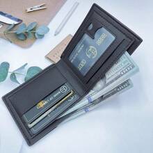 1件/2件/3件装男士钱包超薄对折PU皮革钱包，带多个卡槽 - 轻巧时尚的设计，适合商务和休闲日常使用，是送给男士的理想礼物。