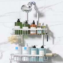 Shower Caddy Hanging - Never Rust, Aluminum With Hooks & Soap Holder For Inside Shower