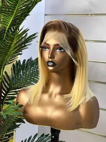 Highlight Ombre Short Bob Wigs Human Hair Glueless Wig 14 Inch 13x4 Lace Front Wigs Short Bob Human Hair 150% Density Colored #T4/27 Honey Blonde For Women - S4/27 - View 7