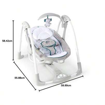 ConvertMe 2-In-1 Compact Portable Automatic Baby Swing &Amp; Infant Seat, Battery-Powered Vibrations, Nature Sounds,...