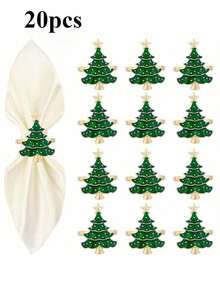 2-50pcs Elegant Christmas Tree Napkin Rings, Green Christmas Tree Napkin Rings, Suitable For Birthday, Farmhouse, Wedding, Halloween, Thanksgiving, Easter And Other Occasions - Perfect For Self-Service Table Decoration - Multicolor - View 28