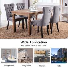 4 Piece Set Velvet Upholstered Dining Chairs, Wingback Side Chairs Button Tufted With Solid Wood Legs For Kitchen,Dining Room. - Xám - Xem 10