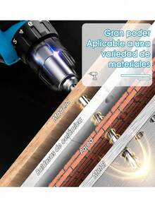 Taladro eléctrico de 21 V,Juego de destornilladores de iones de litio inalámbricos , 2 batería, cargador y bolsa de almacenamiento incluidos - Azul - Ver 5