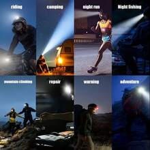 1个跑步灯，USB充电式头灯/手电筒，超亮LED头灯，带红、绿、白光，适用于钓鱼、徒步旅行、跑步、夜间遛狗、夜间安全、胸灯跑步装备。 - 彩色 - 查看 10