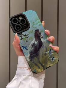 1pc Fashionable Minimalist Diving Pattern Vertical Faux Leather Texture Classic Anti-Slip Anti-Drop Soft Protective Phone Case Compatible With Apple And Phones 17/17AIR/17PRO/17PROMAX - Multicolor - View 3